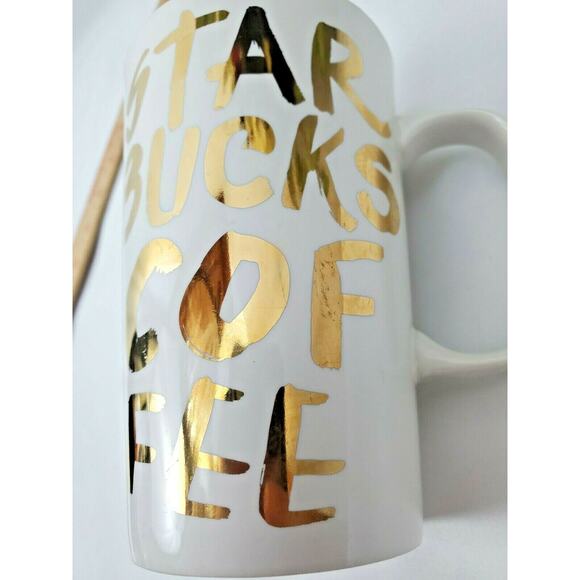 Starbucks 2015 White Gold Graffiti Lettering Ceramic Coffee Cup Mug 16 oz Large - Picture 4 of 7